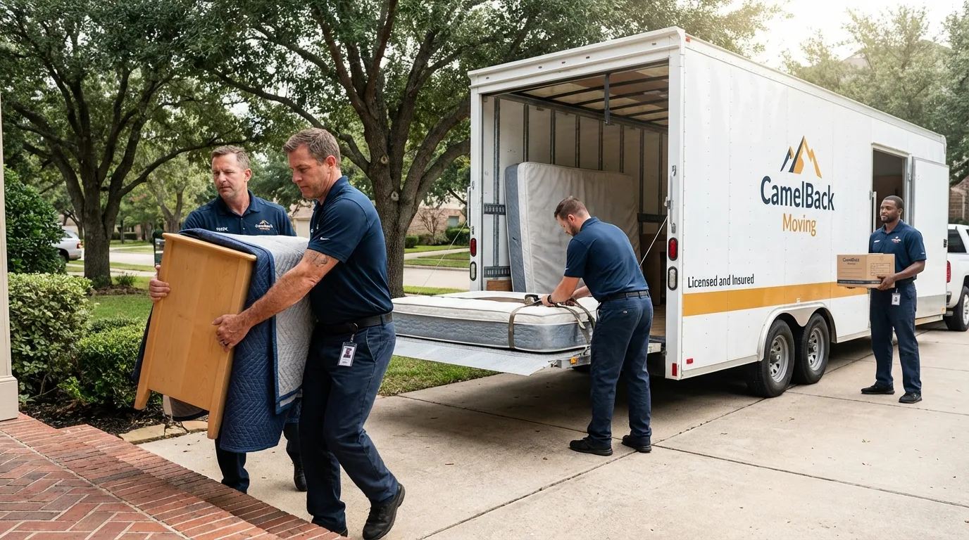 Crew loading residential truck for cross-state move from Zelienople, PA