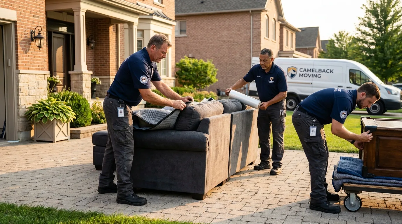 Large estate moving crew wrapping furniture in Zelienople, PA