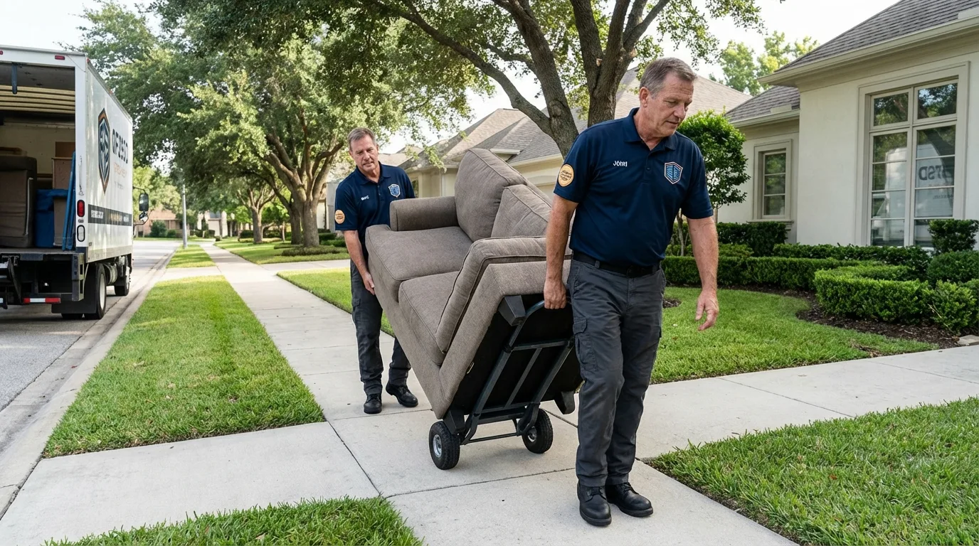 Local residential moving crew loading furniture in Zelienople, PA